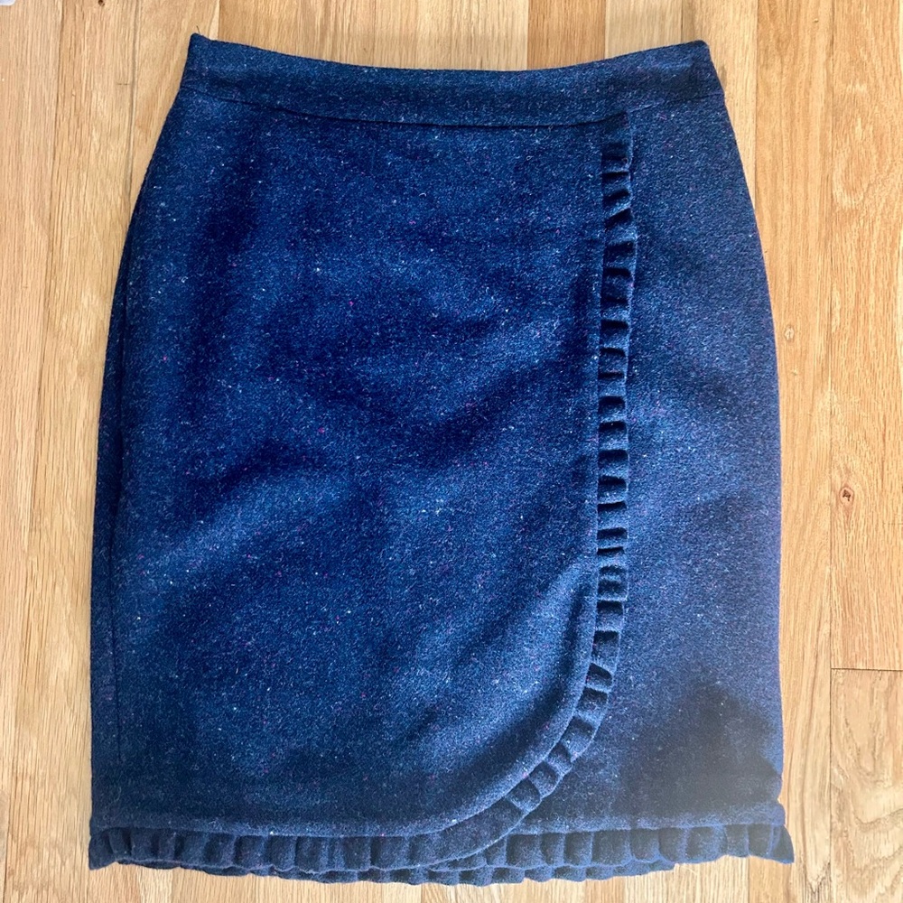Talbots Dark Blue Pencil Skirt with Ruffle